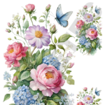 TRANSFER DTF APLIQUE FLORES E BORBOLETAS 15 – MED.: 14X20CM – REF: DAFEB015