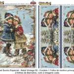 PAPEL SUMIU Especial – Natal Vintage 002 – REF.: PSNV002 – PACK C/3 Folhas 19x25cm