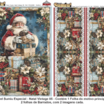 PAPEL SUMIU Especial – Natal Vintage 005 – REF.: PSNV005 – PACK C/3 Folhas 19x25cm