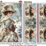 PAPEL SUMIU Especial – Natal Vintage 008 – REF.: PSNV008 – PACK C/3 Folhas 19x25cm