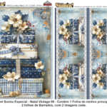 PAPEL SUMIU Especial – Natal Vintage 009 – REF.: PSNV009 – PACK C/3 Folhas 19x25cm