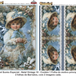 PAPEL SUMIU Especial – Natal Vintage 010 – REF.: PSNV010 – PACK C/3 Folhas 19x25cm