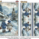 PAPEL SUMIU Especial – Natal Vintage 018 – REF.: PSNV018 – PACK C/3 Folhas 19x25cm